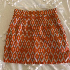 Blue and orange skirt with pockets